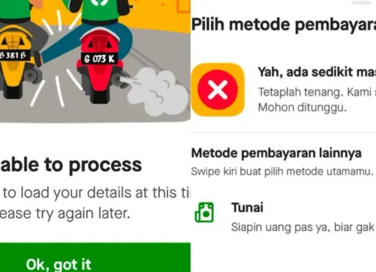 Tangkapan layar aplikasi Gojek error dan tidak bisa diakses yang ramai dikeluhkan pengguna. (Sumber: Threads)