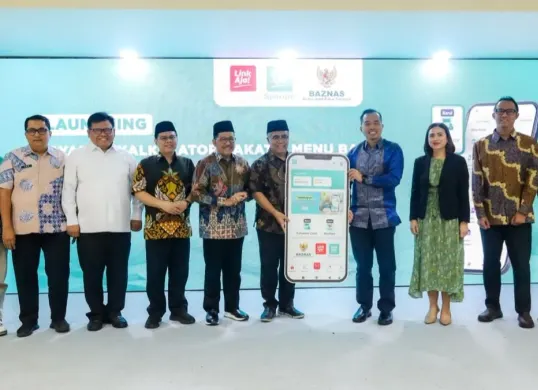 Peluncuran fitur Kalkulator Zakat dan Menu Baznas pada aplikasi LinkAja Syariah di gedung Baznas RI, Jakarta, Kamis, 30 Juli 2026. (Sumber: Dok. Istimewa)