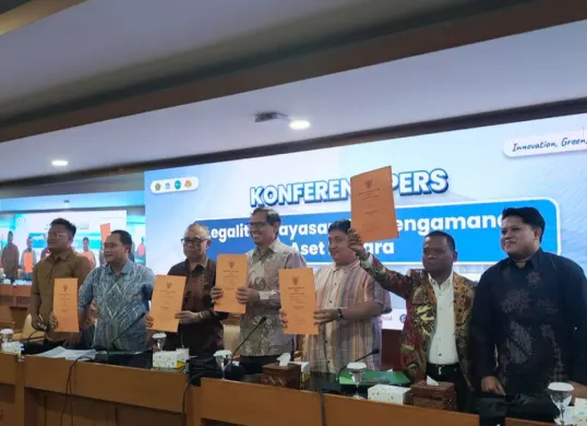 Universitas Islam Negeri (UIN) Syarif Hidayatullah Jakarta menggelar konferensi pers terkait legalitas yayasan dan pengelolaan aset pendidikan, di Gedung Auditorium UIN Jakarta, Tangerang Selatan, Jumat, 5 Juni 2026 (Sumber: Istimewa)