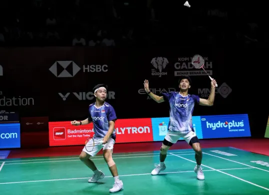 Ganda putra Indonesia Devin Artha Wahyudi/Ali Faathir Rayhan sukses lolos final pertama di level BWF Super 300. (Sumber: Dok. Istimewa)
