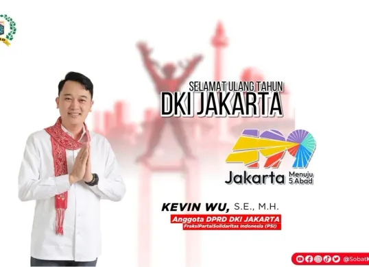 Anggota DPRD Jakarta, Kevin Wu memperingati HUT ke-499 tahun Jakarta. (Sumber: Dok. Istimewa)