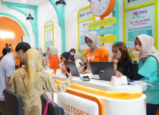 BNI saat mengikuti gelaran Mommy n Me 2026 yang berlangsung di Jakarta International Convention Center (JICC) GBK Senayan pada 26–28 Juni 2026. (Sumber: Istimewa)