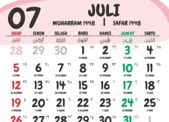 Ilustrasi - Tanggal merah Juli 2026. (Sumber: Pinterest/Tukang Setting Bangkalan)