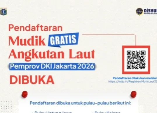 Program mudik gratis angkutan laut Pemprov DKI Jakarta resmi dibuka Senin 9 Maret 2026. (Sumber: Instagram/@dishubdkijakarta)