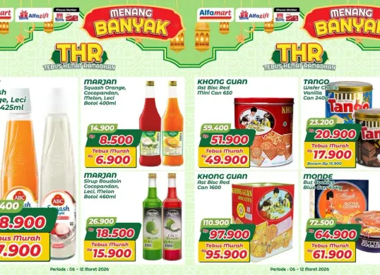 Diskon gede di Alfamart! sirup marjan, abc squash, dan biskuit lebaran mulai Rp6 Ribuan (Sumber: Instagram/@alfamart)
