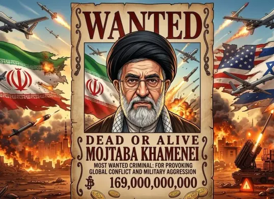 AS pasang hadiah Rp169 miliar buru pemimpin tertinggi Iran Mojtaba Khamenei. (Sumber: Generated AI)