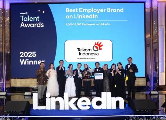 TelkomGroup kembali menorehkan prestasi dalam LinkedIn Talent Awards 2025 di The St. Regis Jakarta, Kamis, 7 Mei 2026. (Sumber: Dok. Telkom)