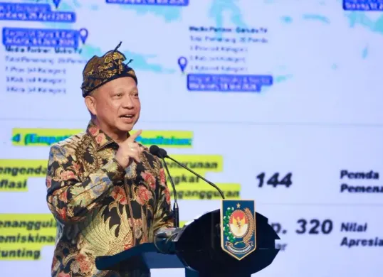 Mendagri Tito Karnavian dalam Apresiasi Pemda Berprestasi 2026 Regional Nusa Tenggara dan Maluku di Ballroom Merumatta Senggigi, Lombok, NTB, Selasa, 19 Mei 2026. (Sumber: Dok. Kemendagri)