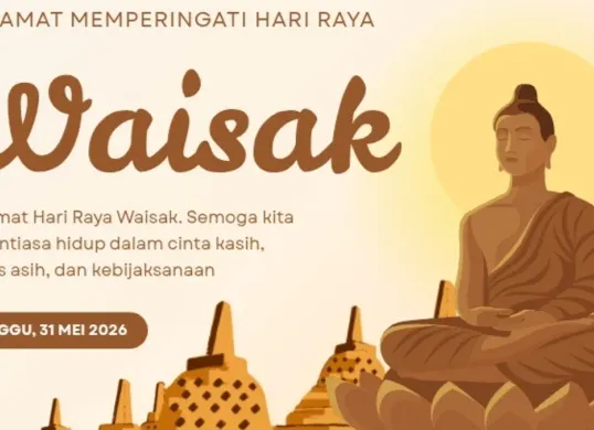 Ilustrasi - Poster Hari Raya Waisak 2026. (Sumber: Canva/Nomie)