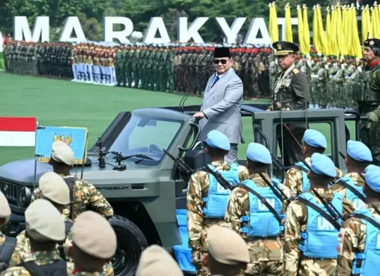 Presiden Prabowo Subianto menghadiri peringatan HUT ke-81 TNI di Mabes TNI, Cilangkap, Jakarta Timur, Senin, 5 Oktober 2026. (Sumber: Dok. Setneg)