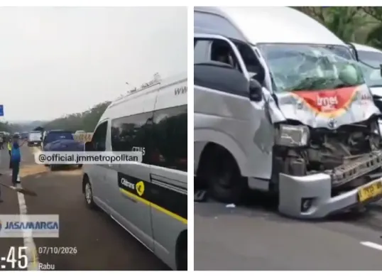 Kecelakaan Tol Cipularang KM 91 hari ini, Rabu, 7 Oktober 2026, melibatkan sekitar 15 kendaraan. (Sumber: X/@Jasamargametro)