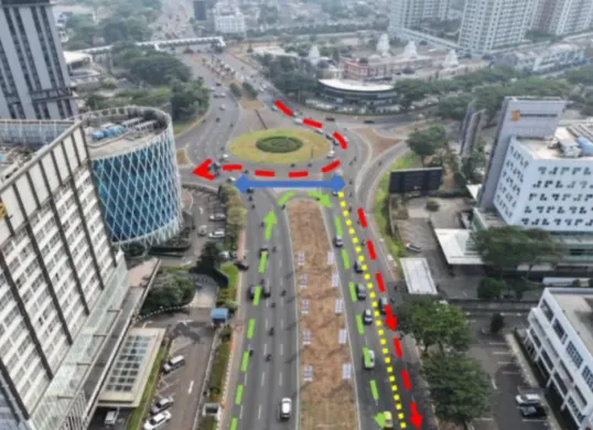 Simulasi rekayasa arus lalulintas di kawasan Gading Serpong saat acara Korpri Night Run 2026. (Sumber: Istimewa)