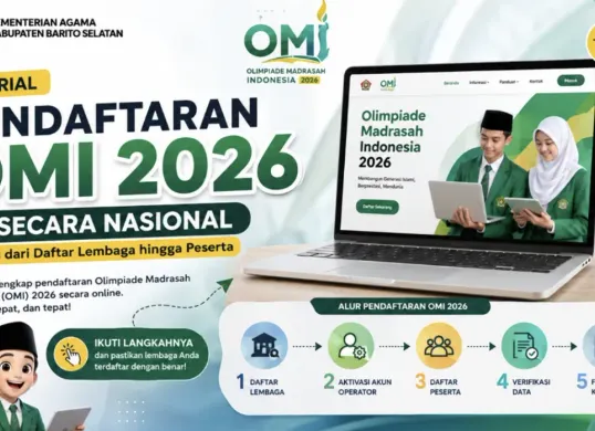 Peserta Olimpiade Madrasah Indonesia (OMI) 2026 mengikuti seleksi tingkat provinsi pada 5–6 Oktober. Hasil seleksi dijadwalkan diumumkan pada 10 Oktober melalui portal resmi Kementerian Agama. (Sumber: Instagram/@kemenagbarsel)