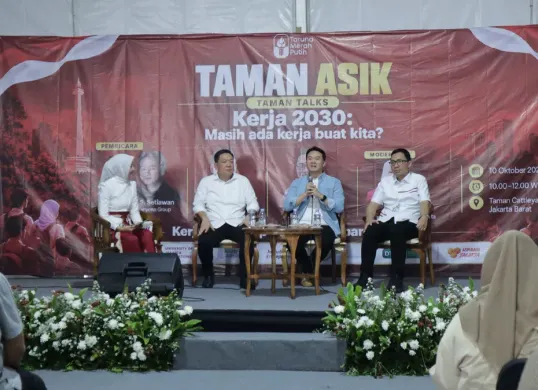Forum diskusi Taman Talks bertema "Kerja 2030: Masih Ada Kerja Buat Kita?" di Jakarta, Sabtu, 10 Oktober 2026. (Sumber: Dok. Pemprov Jakarta)