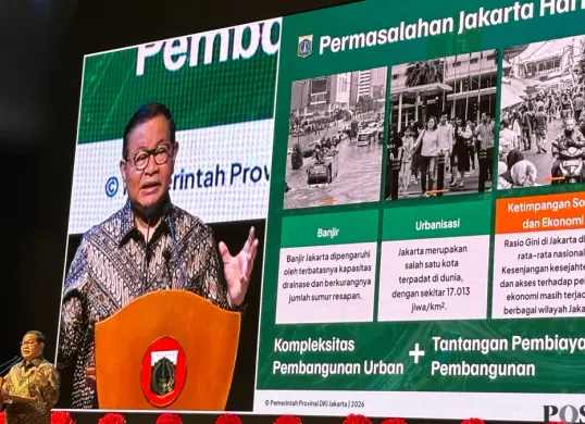 Kuliah umum Gubernur Jakarta, Pramono Anung di Universitas Ciputra Jakarta, Kamis, 15 Oktober 2026. (Sumber: Poskota/Syifa Putri)