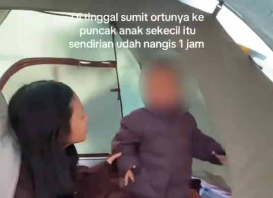 Video balita menangis sendirian di dalam tenda saat orang tuanya melakukan summit Gunung Prau menjadi sorotan warganet. Sang ayah kemudian menyampaikan permintaan maaf dan klarifikasi melalui akun Ranger Prau. (Sumber: Instagram)