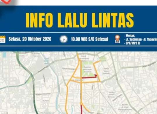 Polda Metro Jaya menyiapkan rekayasa lalu lintas di sejumlah ruas jalan untuk mengantisipasi kepadatan kendaraan akibat 26 titik aksi unjuk rasa pada Selasa, 20 Oktober 2026. (Sumber: Polda Metro Jaya)