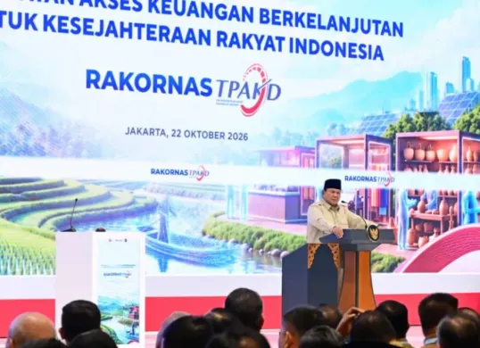 Presiden Prabowo Subianto, saat memberikan arahan di pembukaan Rapat Koordinasi Nasional Tim Percepatan Akses Keuangan Daerah (Rakornas TPAKD) 2026 di Jakarta, (22/10). (Sumber: PLN UID Jakarta Raya)