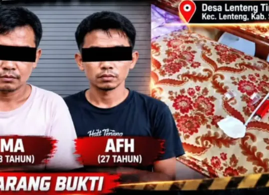 Karyawan SPPG di desa Lenteng Timur, Kabupaten Sumenep ditangkap Polisi atas dugaan penggunaan narkotika jenis sabu di area dapur MBG (Dok. Instagram/@polresta.sumenep)