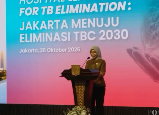 Kepala Dinas Kesehatan (Dinkes) DKI Jakarta, Ani Ruspitawati dalam acara Hospital Leadership for TB Elimination: Jakarta Menuju Eliminasi TBC 2030. (Sumber: Poskota/Syifa)