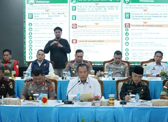 Konferensi pers penetapan tersangka kasus karhutla di sejumlah wilayah Indonesia di Mapolda Kalimantan Barat, Pontianak, Kamis, 29 Oktober 2026. (Sumber: Dok. Bareskrim Polri)