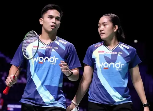 Pasangan pebulutangkis ganda campuran Indonesia, Amri Syahnawi/Nita Violina Marwah akan berlaga di babak 16 besar Hylo Open 2026. (Sumber: Instagram/@badminton.ina)