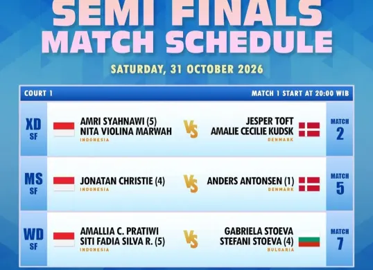 Jadwal semifinal badminton Hylo Open 2026. (Sumber: Instagram/@badminton.ina)