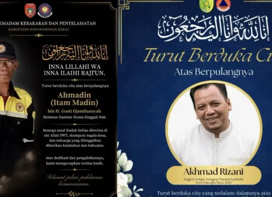 Akhmad Rizan dan Itam Madi dua relawan yang gugur saat bertugas (Sumber: Instagram/@bpbd_kota_palangkaraya dan @damkarkobar)