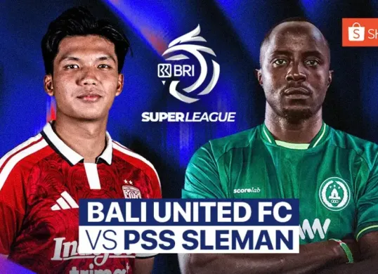 Link live streaming Bali United vs PSS Sleman di peka pertama Super League 2026/2027 malam hari ini, Jumat, 4 September 2026 pukul 19.00 WIB. (Sumber: Vidio)