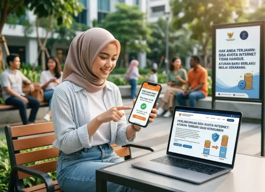 Ilustrasi kuota internet yang menjadi hak pelanggan dan mendapat perlindungan melalui aturan terbaru Komdigi. (Sumber: Generate AI)