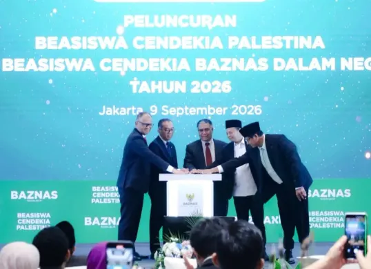 Peluncuran Beasiswa Palestina Baznas 2026 di 33 mitra kampus di Gedung Kemdiktisaintek RI, Jakarta, Rabu, 9 September 2026. (Sumber: Dok. Istimewa)