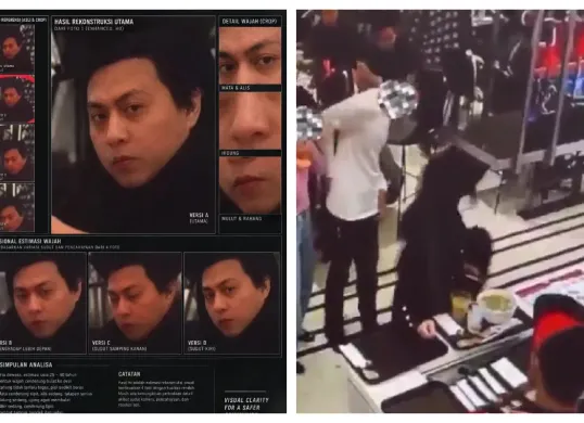 Sosok pria yang diduga menendang pengunjung perempuan di area food court Senayan City, Jakarta Pusat, menjadi perhatian setelah rekaman CCTV kejadian viral di media sosial. (Sumber: X/@adarwis)