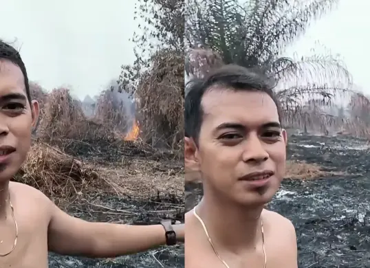 Anggota DPRD Mempawah, Choirussaib jadi sorotan usai video viral pembakaran lahan miliknya beredar di media sosial. (Sumber: Tangkapan layar TikTok)