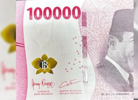 Uang Rp100 ribu bertanda tangan Purbaya Yudhi Sadewa ramai diburu kolektor. (Sumber: X/@luckylucky0971)