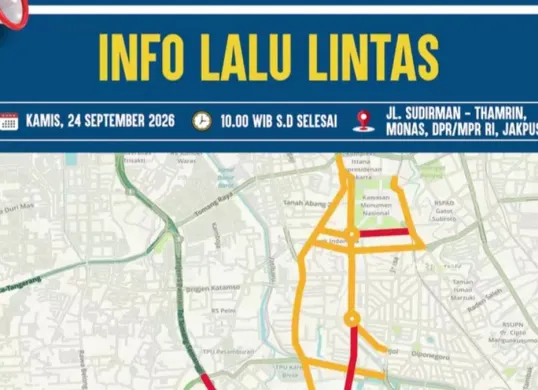 Daftar jalur rawan macet di Jakarta imbas demo buruh hari ini, Kamis, 24 September 2026. (Sumber: Instagram/@tmcpoldametrojaya)