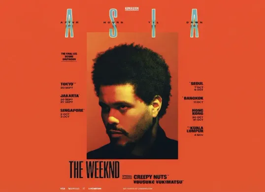 Jadwal The Weeknd di Jakarta 26-27 September 2026 lengkap dengan waktu open gate, opening act, penampilan utama, dan daftar setlist. (Sumber: Instagram/@theweeknd)