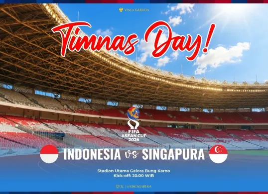 Daftar lokasi nobar Timnas Indonesia vs Singapura FIFA ASEAN Cup 2026 di Jakarta. (Sumber: X/@ViscaGaruda)