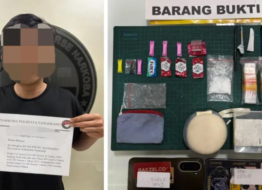 Pelaku dan barang bukti narkoba yang berhasil diamankan oleh petugas. (Sumber: Istimewa)