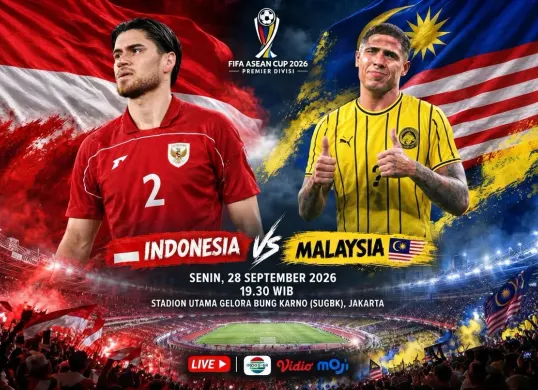 Cek live skor Timnas Indonesia vs Malaysia di FIFA ASEAN Cup 2026 Senin malam ini, 28 September 2026.