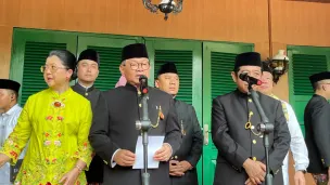 Gubernur Jakarta Pramono Anung di Lapangan Banteng, Jakarta Pusat, Sabtu, 11 April 2026. (Sumber: Poskota/M. Tegar Jihad)