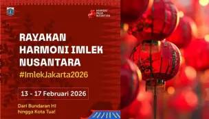 Perayaan Imlek 2026 di Jakarta hadir dengan festival budaya, pertunjukan barongsai, dan instalasi cahaya. (Sumber: Instagram/@dkijakarta)