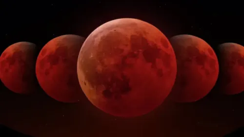Ilustrasi fenomena "Blood Moon" atau gerhana bulan total yang akan terjadi Selasa, 3 Maret 2026. (Sumber: Instagram/@brin_indonesia)